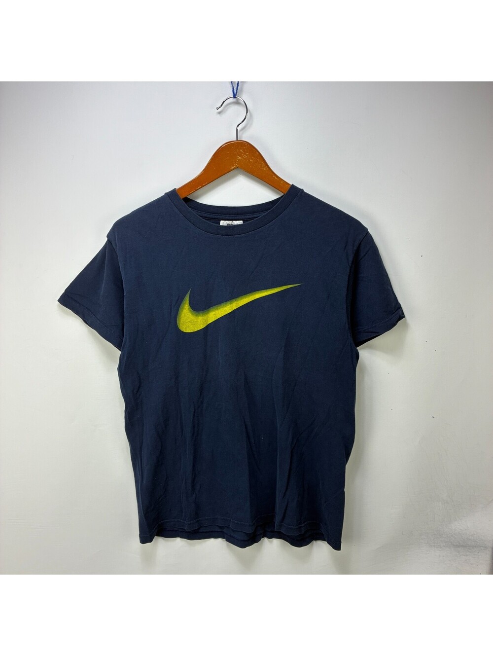 Vintage 90s Nike Big Swoosh Navy T Shirt Womens XL